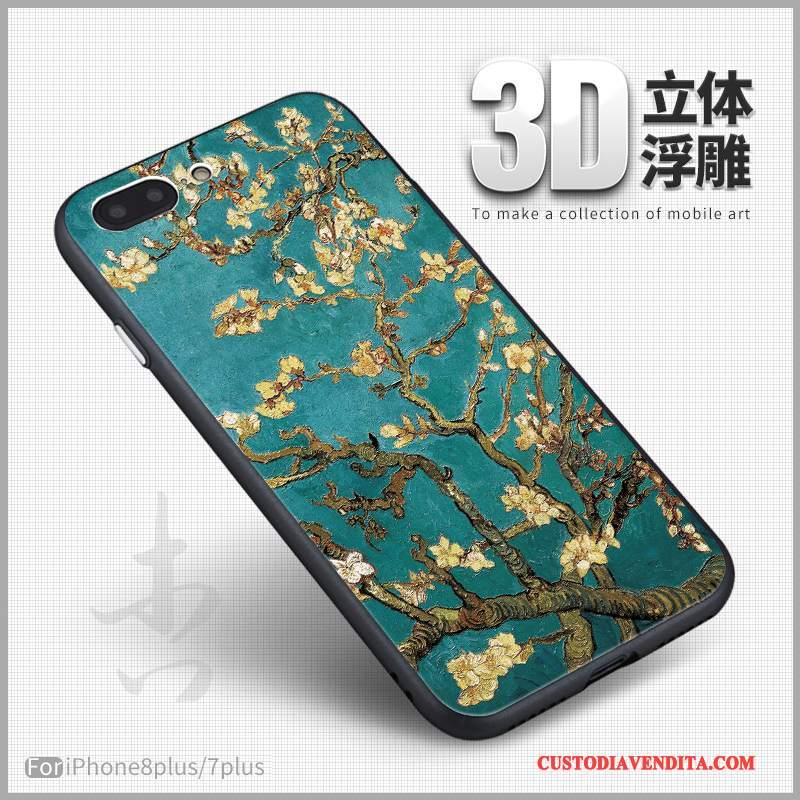 Custodia iPhone 8 Plus Colore Arte Morbido, Cover iPhone 8 Plus Goffratura 3d Tutto Incluso