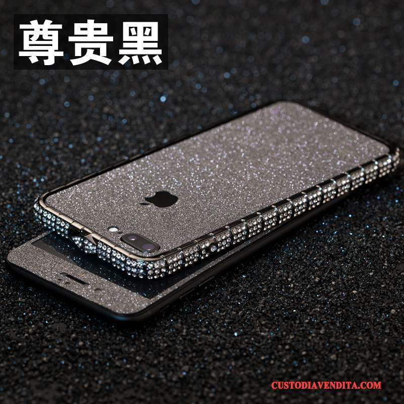 Custodia iPhone 8 Plus Colore Telaio Con Strass, Cover iPhone 8 Plus Strass Metallotelefono