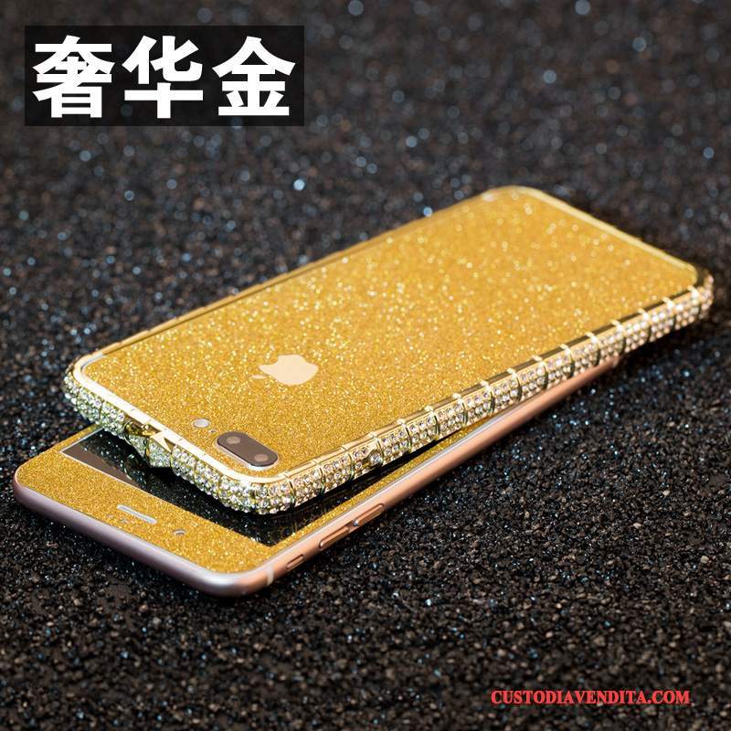 Custodia iPhone 8 Plus Colore Telaio Con Strass, Cover iPhone 8 Plus Strass Metallotelefono