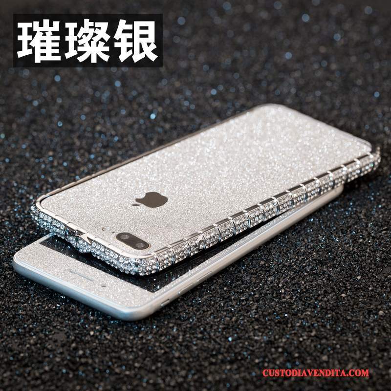 Custodia iPhone 8 Plus Colore Telaio Con Strass, Cover iPhone 8 Plus Strass Metallotelefono