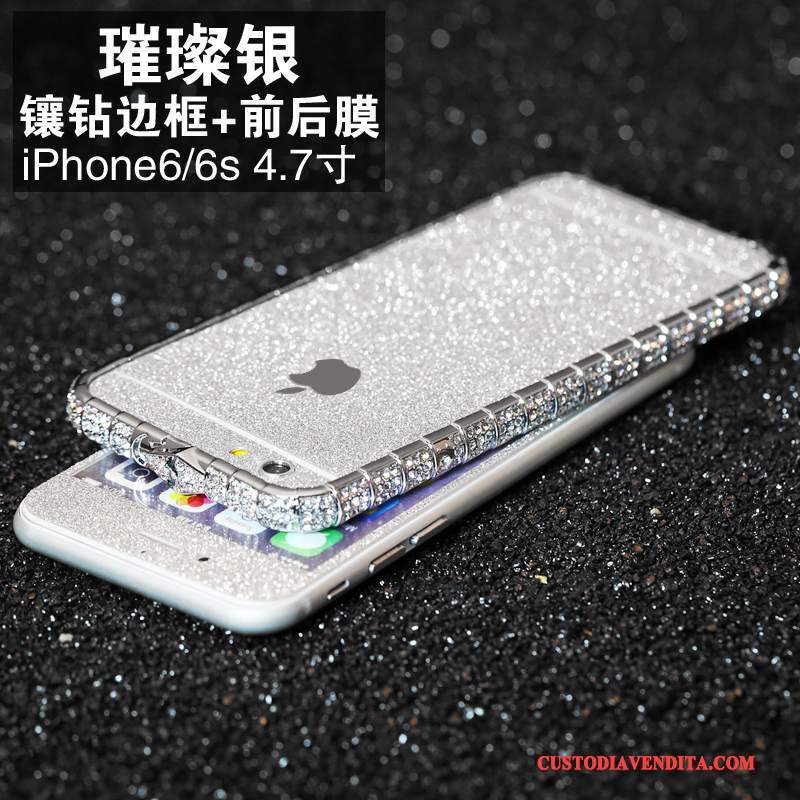 Custodia iPhone 8 Plus Colore Telaio Con Strass, Cover iPhone 8 Plus Strass Metallotelefono