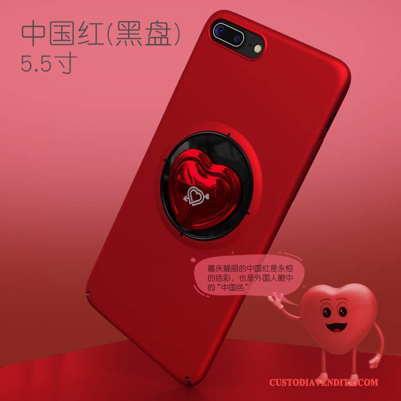 Custodia iPhone 8 Plus Creativo Anti-caduta Pu, Cover iPhone 8 Plus Ring Rosso