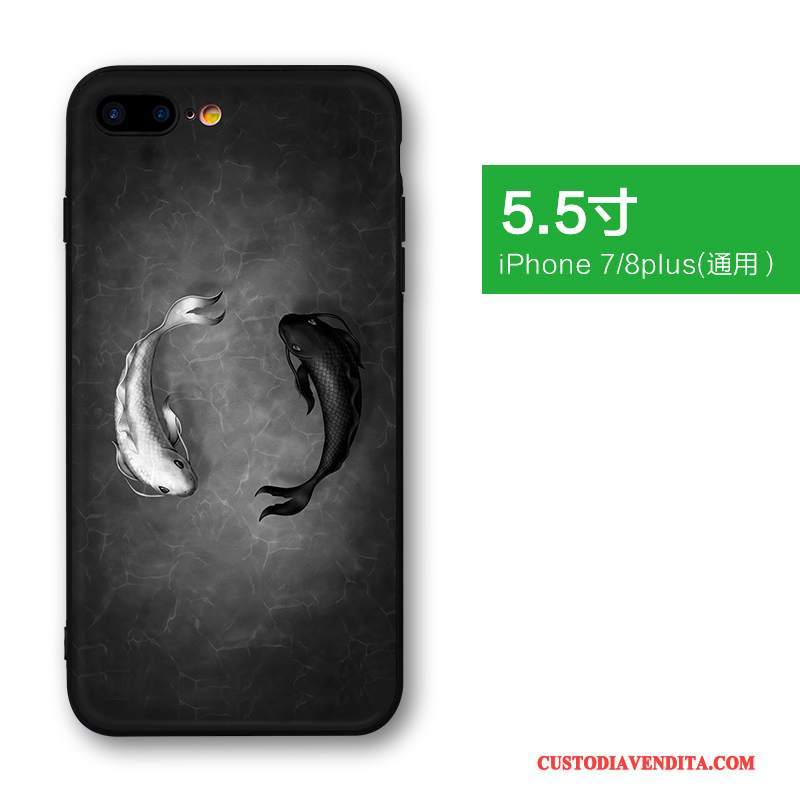 Custodia iPhone 8 Plus Creativo Macchiatitelefono, Cover iPhone 8 Plus Nero Anti-caduta