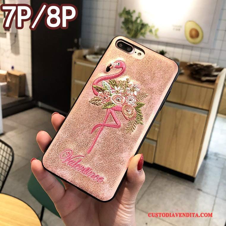 Custodia iPhone 8 Plus Creativo Ricamotelefono, Cover iPhone 8 Plus Rosa Nuovo