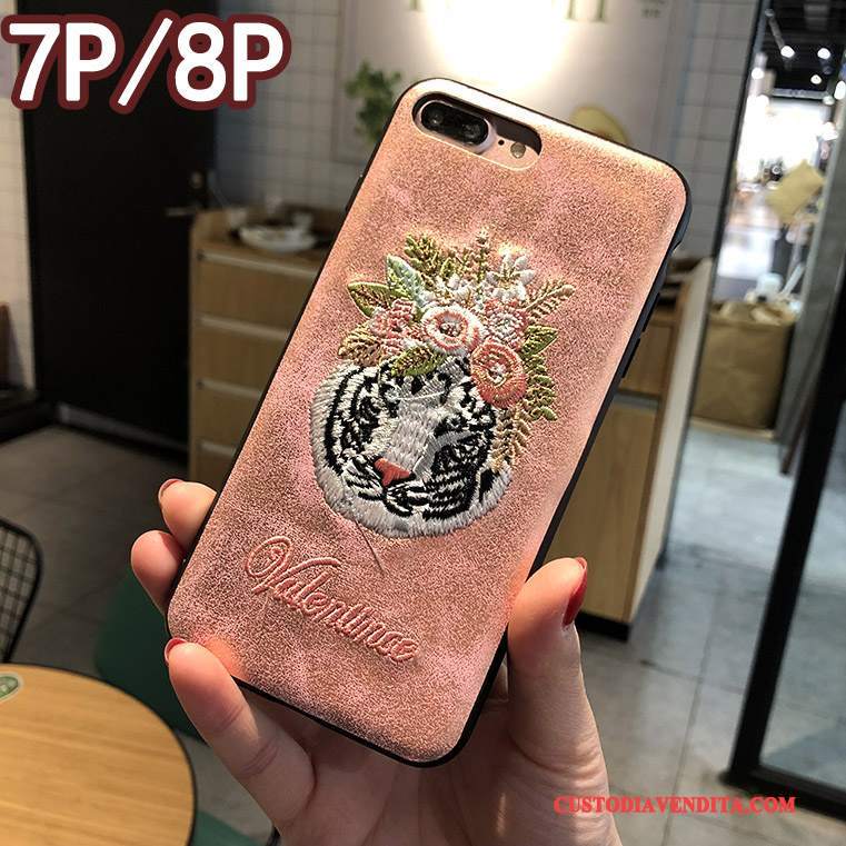 Custodia iPhone 8 Plus Creativo Ricamotelefono, Cover iPhone 8 Plus Rosa Nuovo