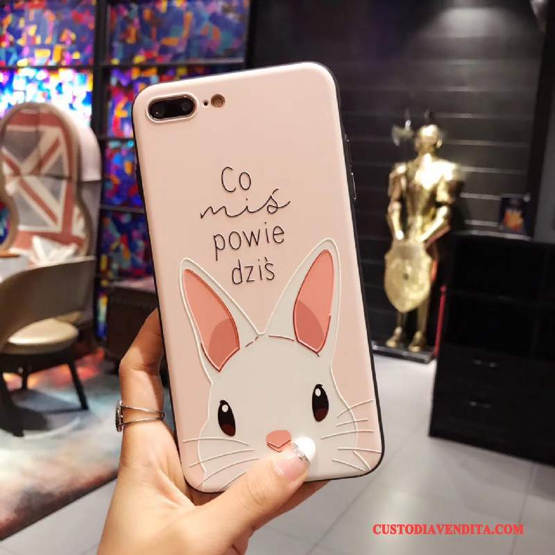 Custodia iPhone 8 Plus Creativo Rosatelefono, Cover iPhone 8 Plus Protezione Di Personalità Coniglio