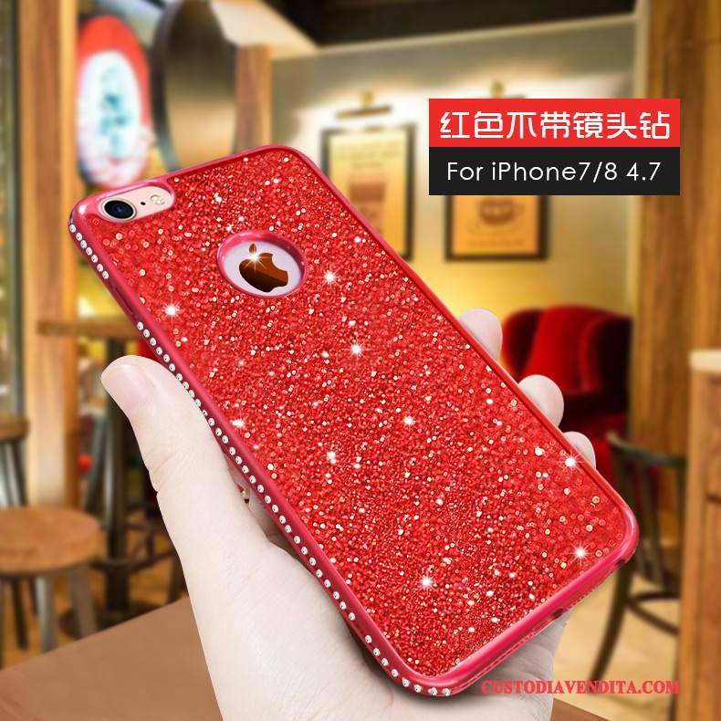 Custodia iPhone 8 Plus Creativo Rosso Morbido, Cover iPhone 8 Plus Protezione Tendenza Sottili