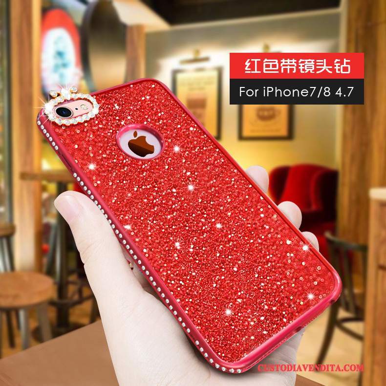 Custodia iPhone 8 Plus Creativo Rosso Morbido, Cover iPhone 8 Plus Protezione Tendenza Sottili