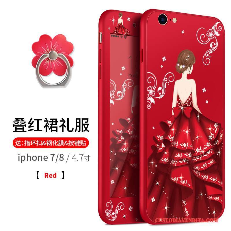 Custodia iPhone 8 Plus Creativo Telefono Morbido, Cover iPhone 8 Plus Silicone Tutto Incluso Rosso