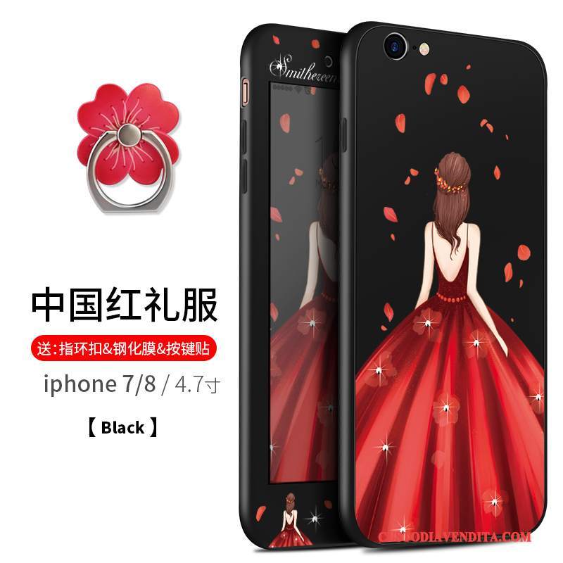 Custodia iPhone 8 Plus Creativo Telefono Morbido, Cover iPhone 8 Plus Silicone Tutto Incluso Rosso