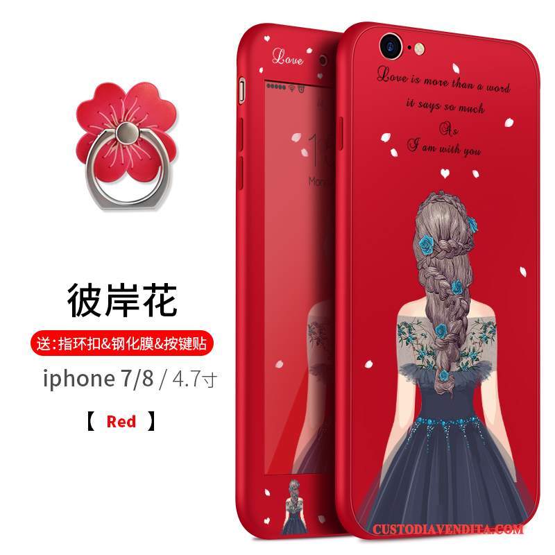 Custodia iPhone 8 Plus Creativo Telefono Morbido, Cover iPhone 8 Plus Silicone Tutto Incluso Rosso