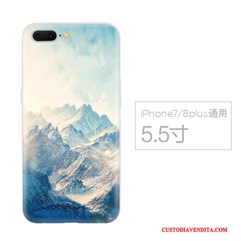 Custodia iPhone 8 Plus Creativo Tendenza Anti-caduta, Cover iPhone 8 Plus Silicone Telefono Blu