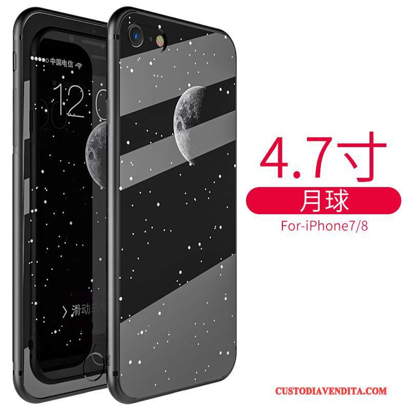 Custodia iPhone 8 Plus Creativo Vetro Anti-caduta, Cover iPhone 8 Plus Silicone Rossotelefono