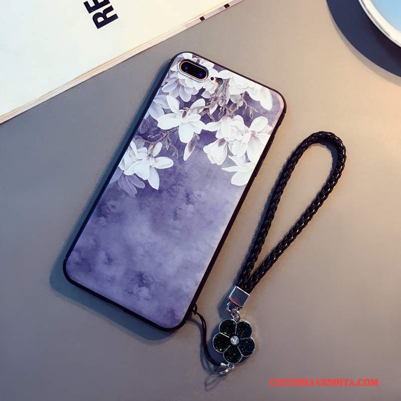 Custodia iPhone 8 Plus Goffratura Ornamenti Appesi Morbido, Cover iPhone 8 Plus Arte Tutto Incluso