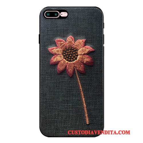 Custodia iPhone 8 Plus Lusso Ornamenti Appesi, Cover iPhone 8 Plus Ricamo Tutto Incluso