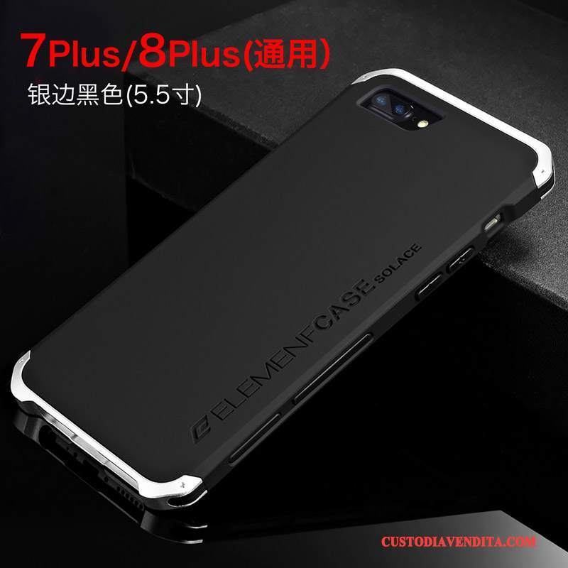 Custodia iPhone 8 Plus Nero Metallo, Cover iPhone 8 Plus Nuovotelefono