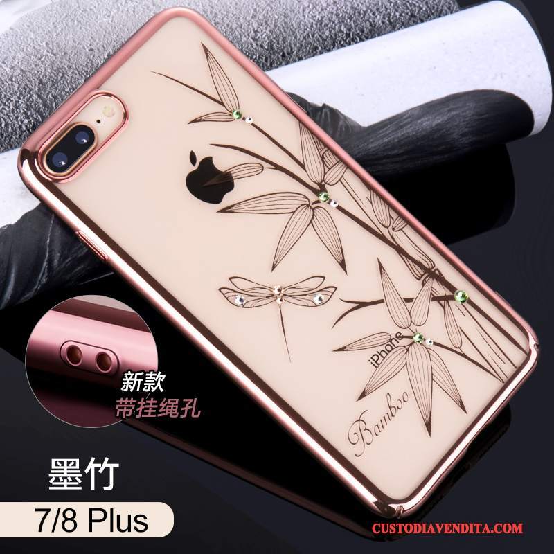 Custodia iPhone 8 Plus Oro Anti-caduta, Cover iPhone 8 Plus Trasparente Marchio Di Tendenza