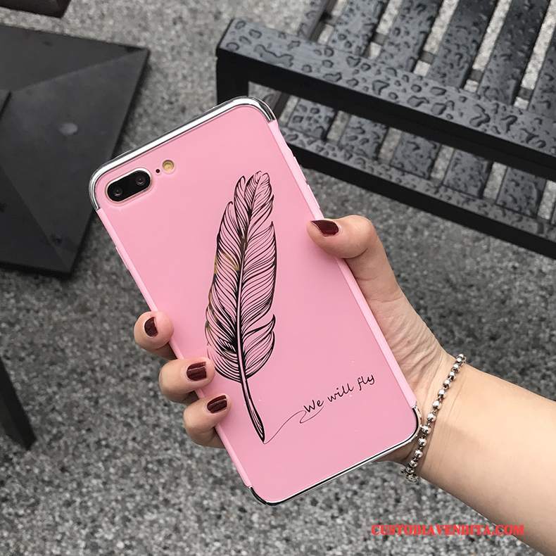 Custodia iPhone 8 Plus Protezione Rosa Marchio Di Tendenza, Cover iPhone 8 Plus Telefono Anti-caduta