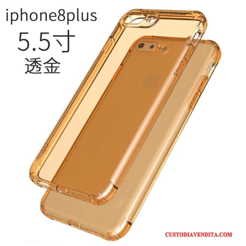 Custodia iPhone 8 Plus Silicone Rosa Tendenza, Cover iPhone 8 Plus Trasparente Anti-caduta