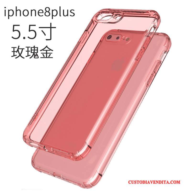 Custodia iPhone 8 Plus Silicone Rosa Tendenza, Cover iPhone 8 Plus Trasparente Anti-caduta