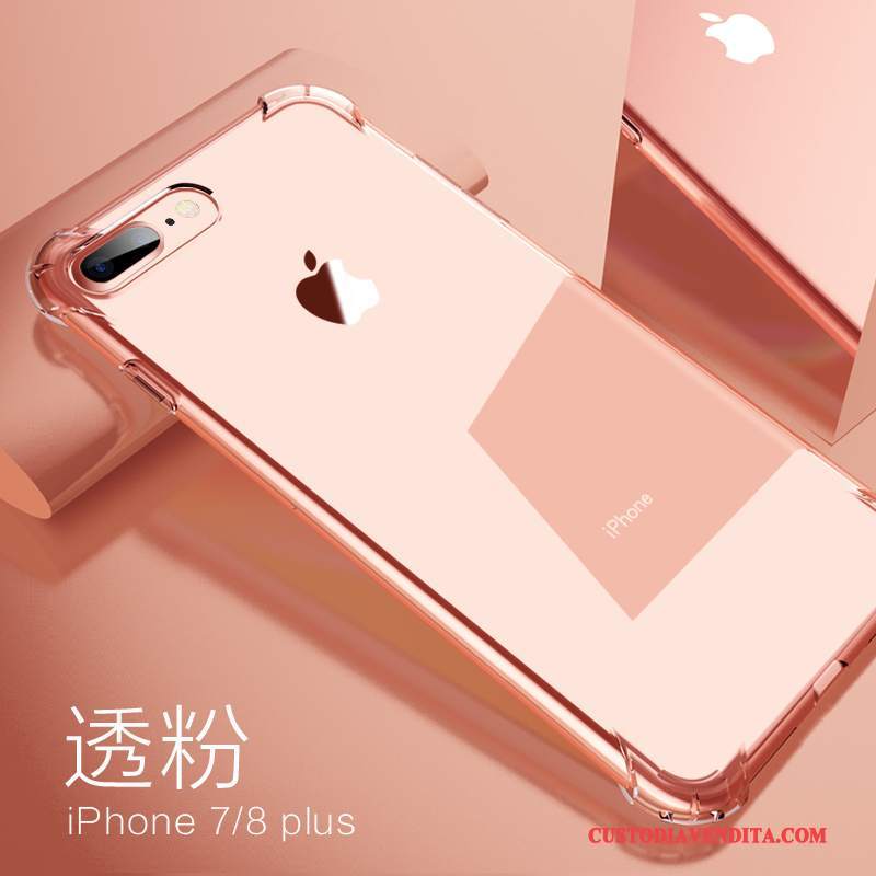 Custodia iPhone 8 Plus Silicone Rosatelefono, Cover iPhone 8 Plus Protezione Contro Le Esplosioni Bianco