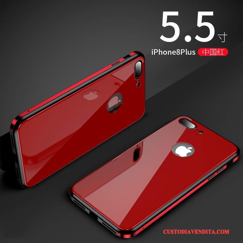 Custodia iPhone 8 Plus Silicone Rosso Metallo, Cover iPhone 8 Plus Protezione Tendenzatelefono