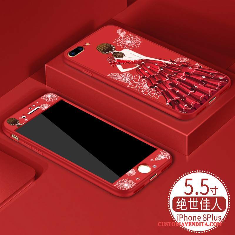 Custodia iPhone 8 Plus Silicone Rosso Nuovo, Cover iPhone 8 Plus Marchio Di Tendenza Morbido