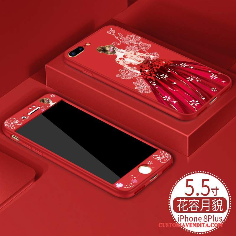 Custodia iPhone 8 Plus Silicone Rosso Nuovo, Cover iPhone 8 Plus Marchio Di Tendenza Morbido