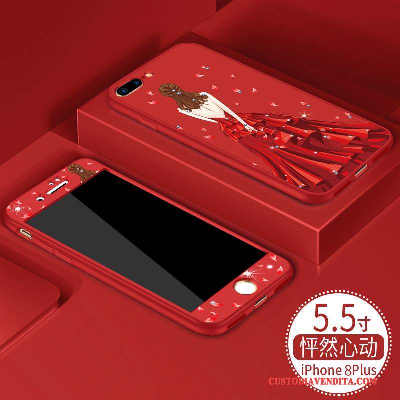 Custodia iPhone 8 Plus Silicone Rosso Nuovo, Cover iPhone 8 Plus Marchio Di Tendenza Morbido