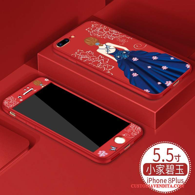 Custodia iPhone 8 Plus Silicone Rosso Nuovo, Cover iPhone 8 Plus Marchio Di Tendenza Morbido