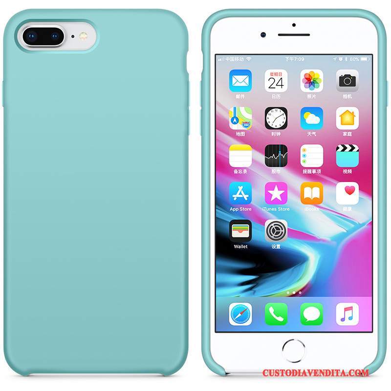 Custodia iPhone 8 Plus Silicone Tutto Incluso Blu, Cover iPhone 8 Plus Telefono Morbido