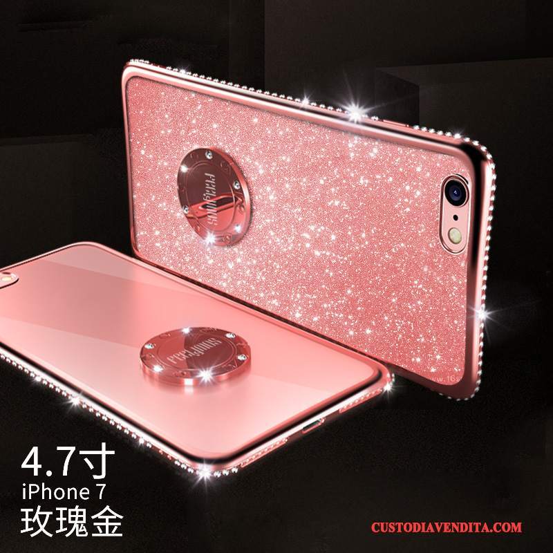 Custodia iPhone 8 Plus Strass Anti-caduta Elegante, Cover iPhone 8 Plus Silicone Marchio Di Tendenza Ring