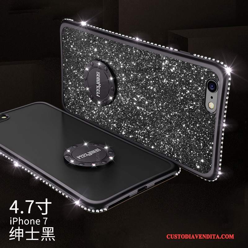 Custodia iPhone 8 Plus Strass Anti-caduta Elegante, Cover iPhone 8 Plus Silicone Marchio Di Tendenza Ring