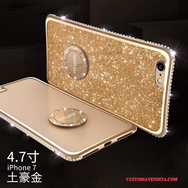 Custodia iPhone 8 Plus Strass Anti-caduta Elegante, Cover iPhone 8 Plus Silicone Marchio Di Tendenza Ring