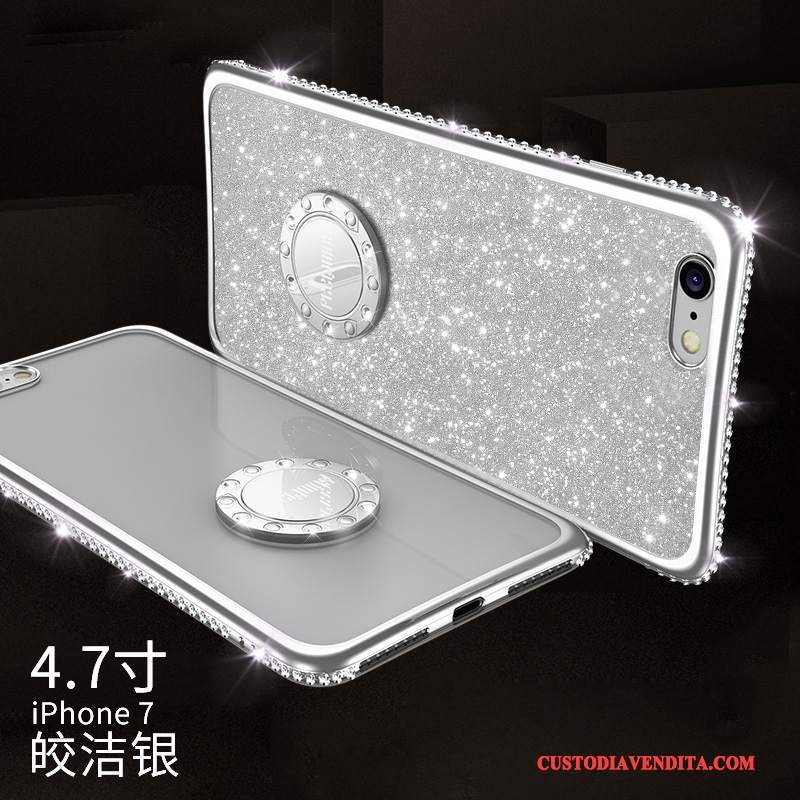 Custodia iPhone 8 Plus Strass Anti-caduta Elegante, Cover iPhone 8 Plus Silicone Marchio Di Tendenza Ring