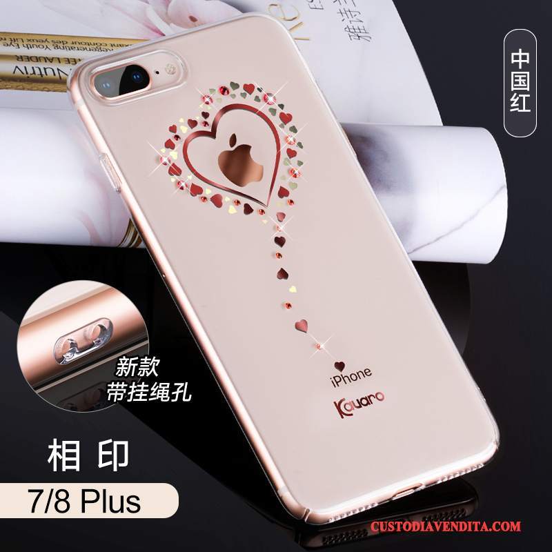 Custodia iPhone 8 Plus Strass Anti-cadutatelefono, Cover iPhone 8 Plus Oro Marchio Di Tendenza