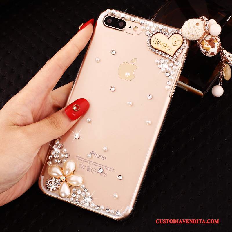 Custodia iPhone 8 Plus Strass Con Strass Blu, Cover iPhone 8 Plus Protezione Trasparente Nuovo