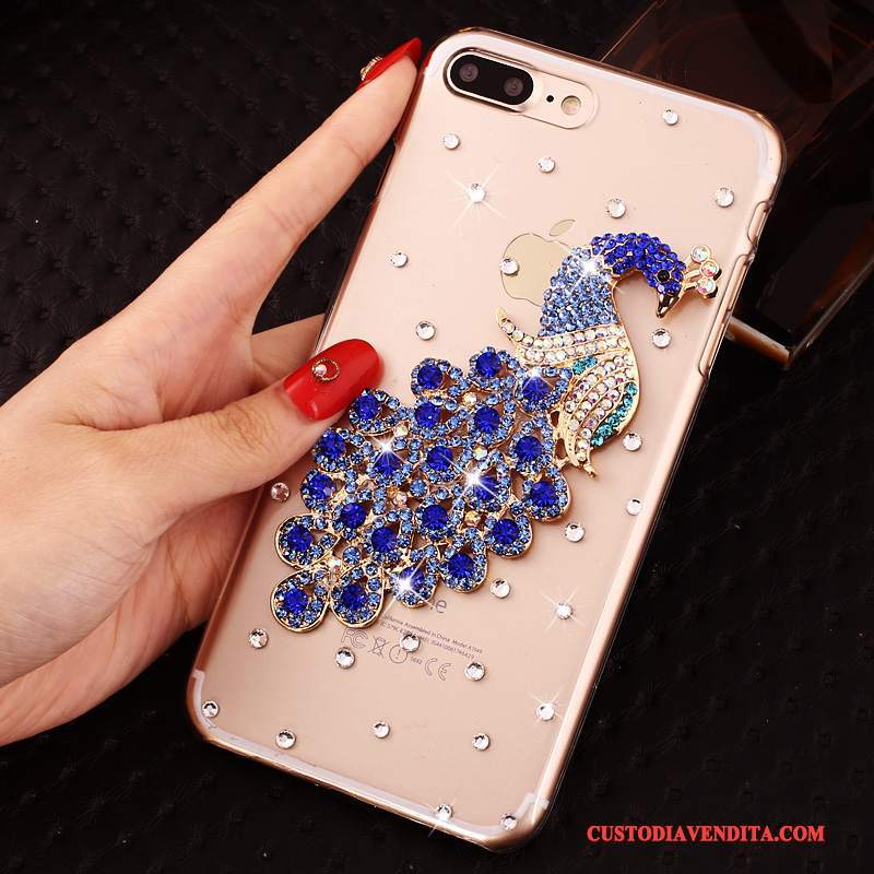 Custodia iPhone 8 Plus Strass Con Strass Blu, Cover iPhone 8 Plus Protezione Trasparente Nuovo