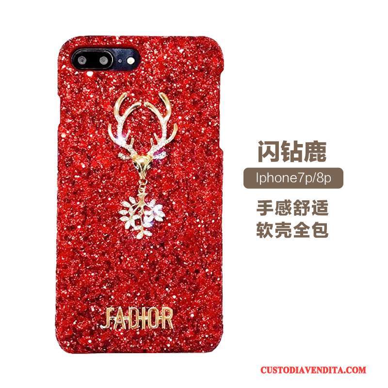 Custodia iPhone 8 Plus Strass Con Strass Brillante, Cover iPhone 8 Plus Telefono Rosso