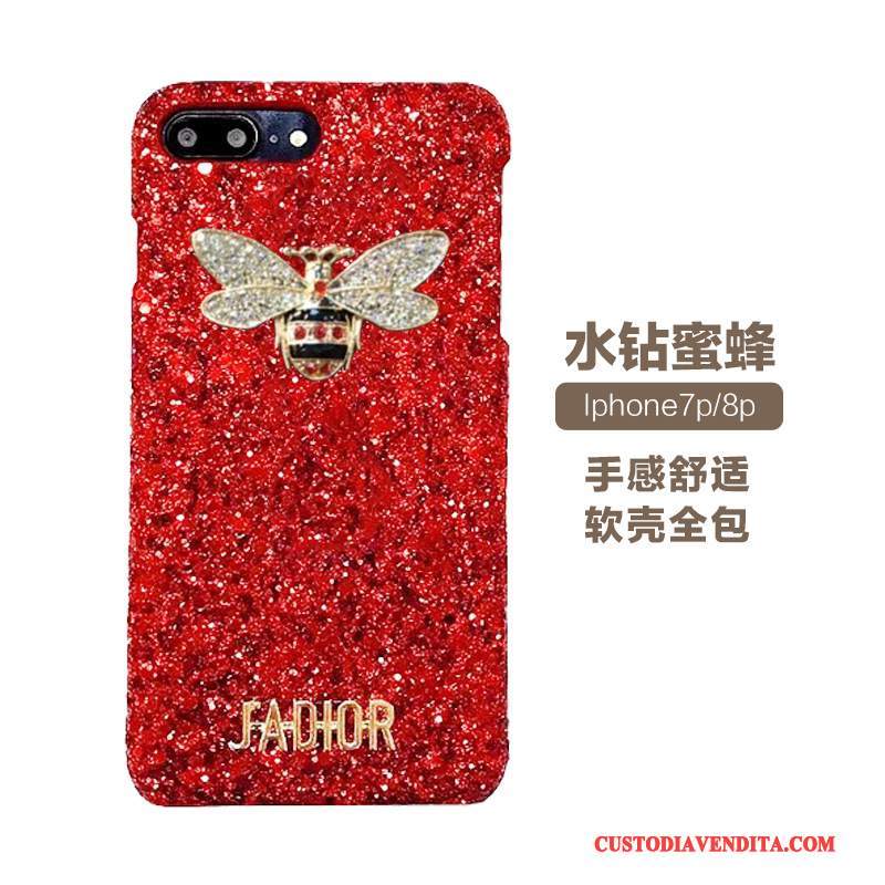 Custodia iPhone 8 Plus Strass Con Strass Brillante, Cover iPhone 8 Plus Telefono Rosso