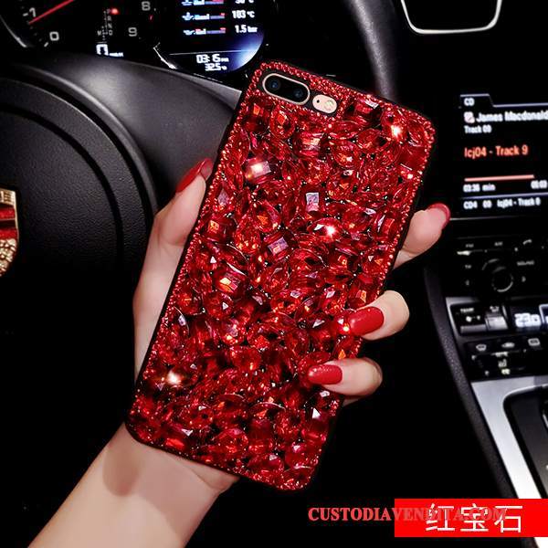 Custodia iPhone 8 Plus Strass Rosso Di Personalità, Cover iPhone 8 Plus Elegante Tendenza