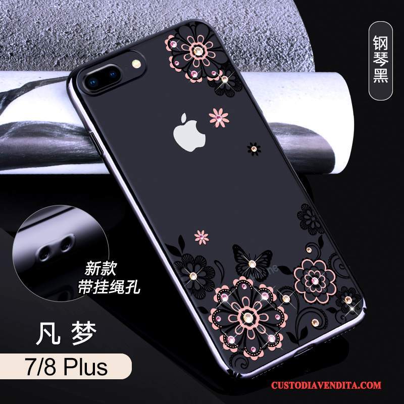 Custodia iPhone 8 Plus Strass Telefono Tendenza, Cover iPhone 8 Plus Trasparente Tutto Incluso