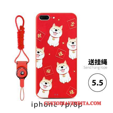 Custodia iPhone 8 Plus Telefono Rosso, Cover iPhone 8 Plus Tutto Incluso Anti-caduta