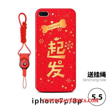 Custodia iPhone 8 Plus Telefono Rosso, Cover iPhone 8 Plus Tutto Incluso Anti-caduta