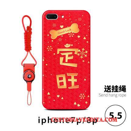 Custodia iPhone 8 Plus Telefono Rosso, Cover iPhone 8 Plus Tutto Incluso Anti-caduta