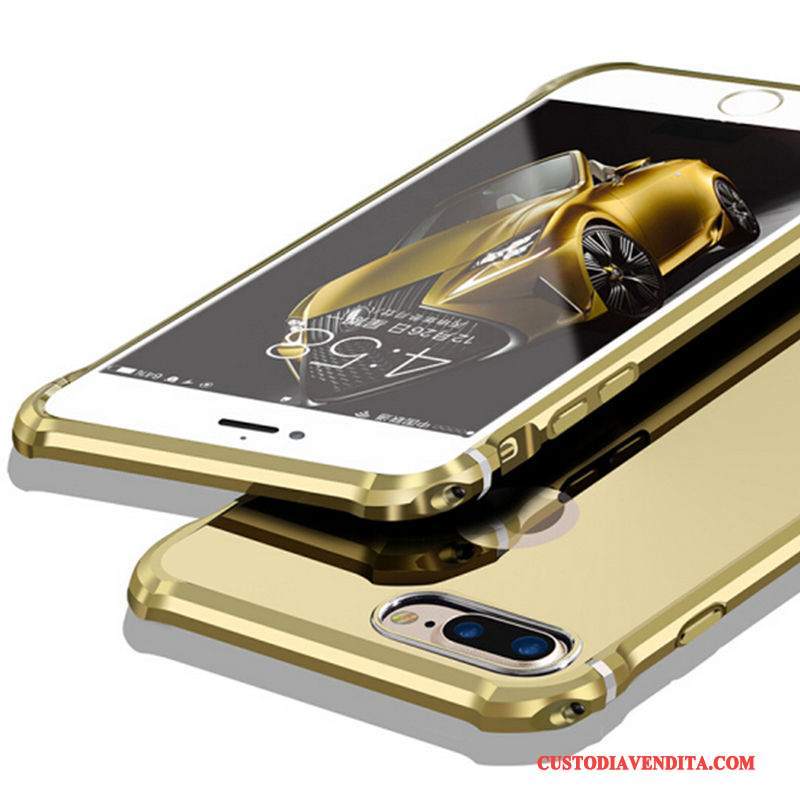 Custodia iPhone 8 Protezione Oro Difficile, Cover iPhone 8 Telefono Metallo