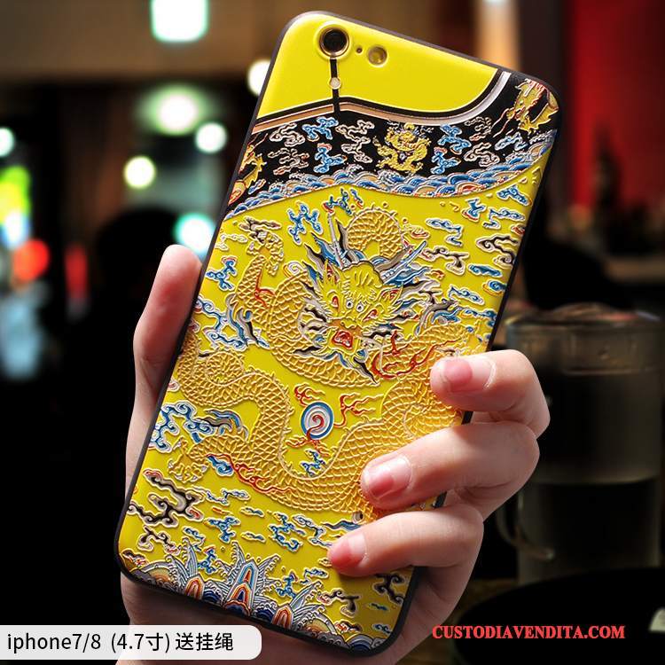 Custodia iPhone 8 Silicone Giallo Ornamenti Appesi, Cover iPhone 8 Tutto Incluso Tendenza