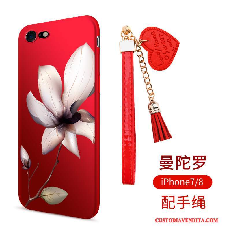 Custodia iPhone 8 Silicone Macchiatitelefono, Cover iPhone 8 Morbido Rosso