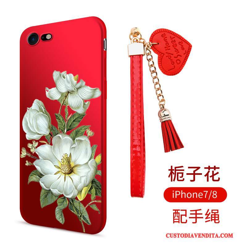 Custodia iPhone 8 Silicone Macchiatitelefono, Cover iPhone 8 Morbido Rosso