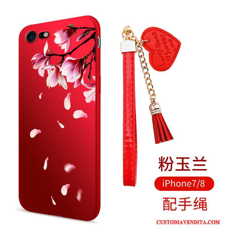 Custodia iPhone 8 Silicone Macchiatitelefono, Cover iPhone 8 Morbido Rosso